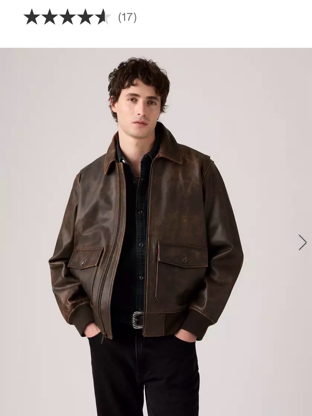 Levi's Brown Leather Bomber Jacket with Flap Pockets